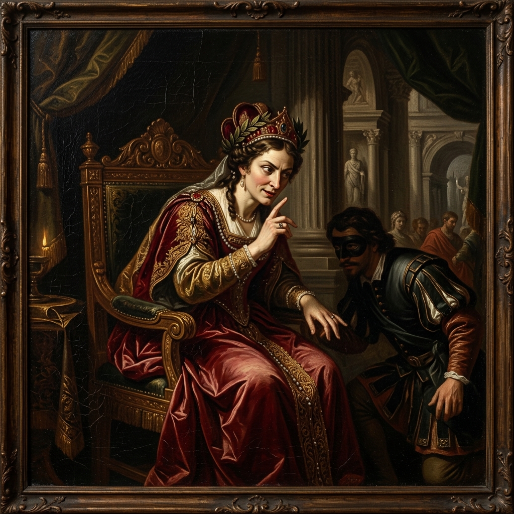 Historical painting of the scheming Empress Agrippina – a symbol of ancient poisonings in the Roman Empire