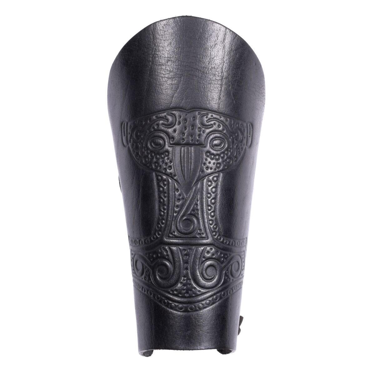 Bracer - Leather wristband with embossed thor's hammer, black, 1 pair