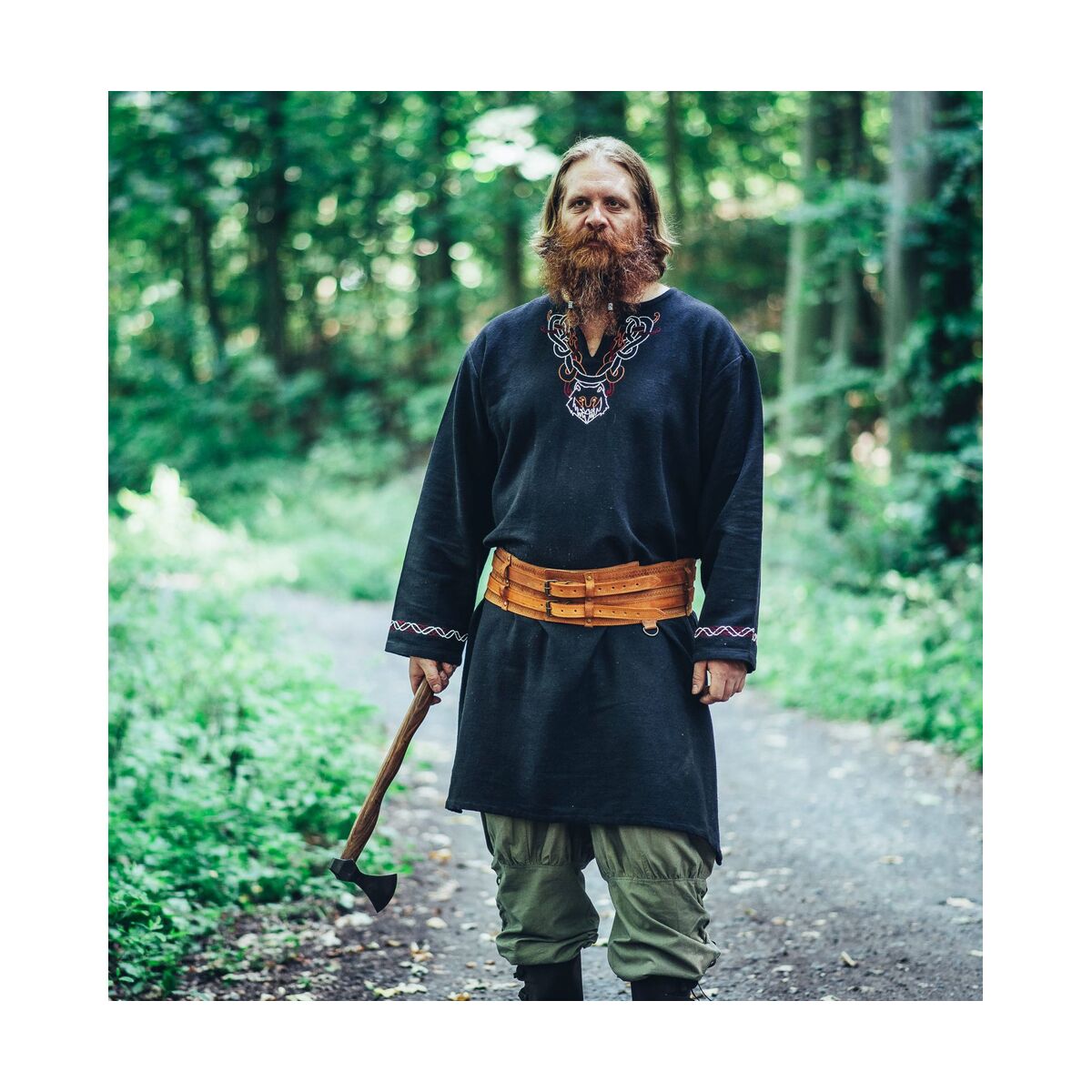 Viking Tunic with embroidery - black XL