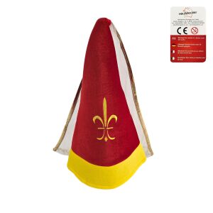 Red/yellow maiden’s hat with veil