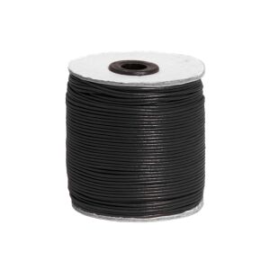 Round goatskin leather strap, 1.5 mm, black, 100 m roll