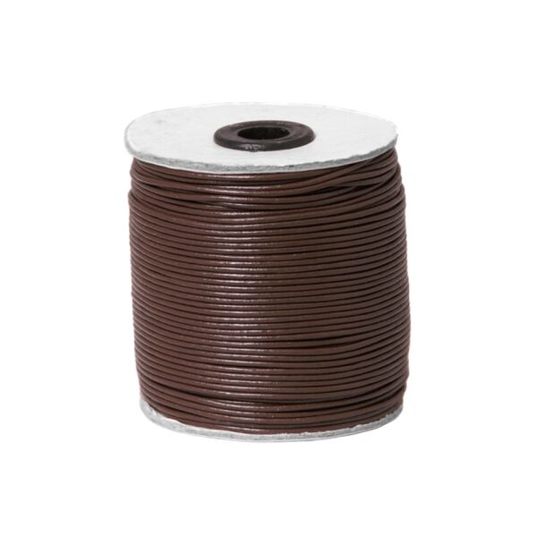 Round goatskin leather strap, 1.5 mm, brown, 100 m roll