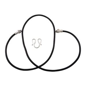 Viking leather necklace black "weasel head", 60...