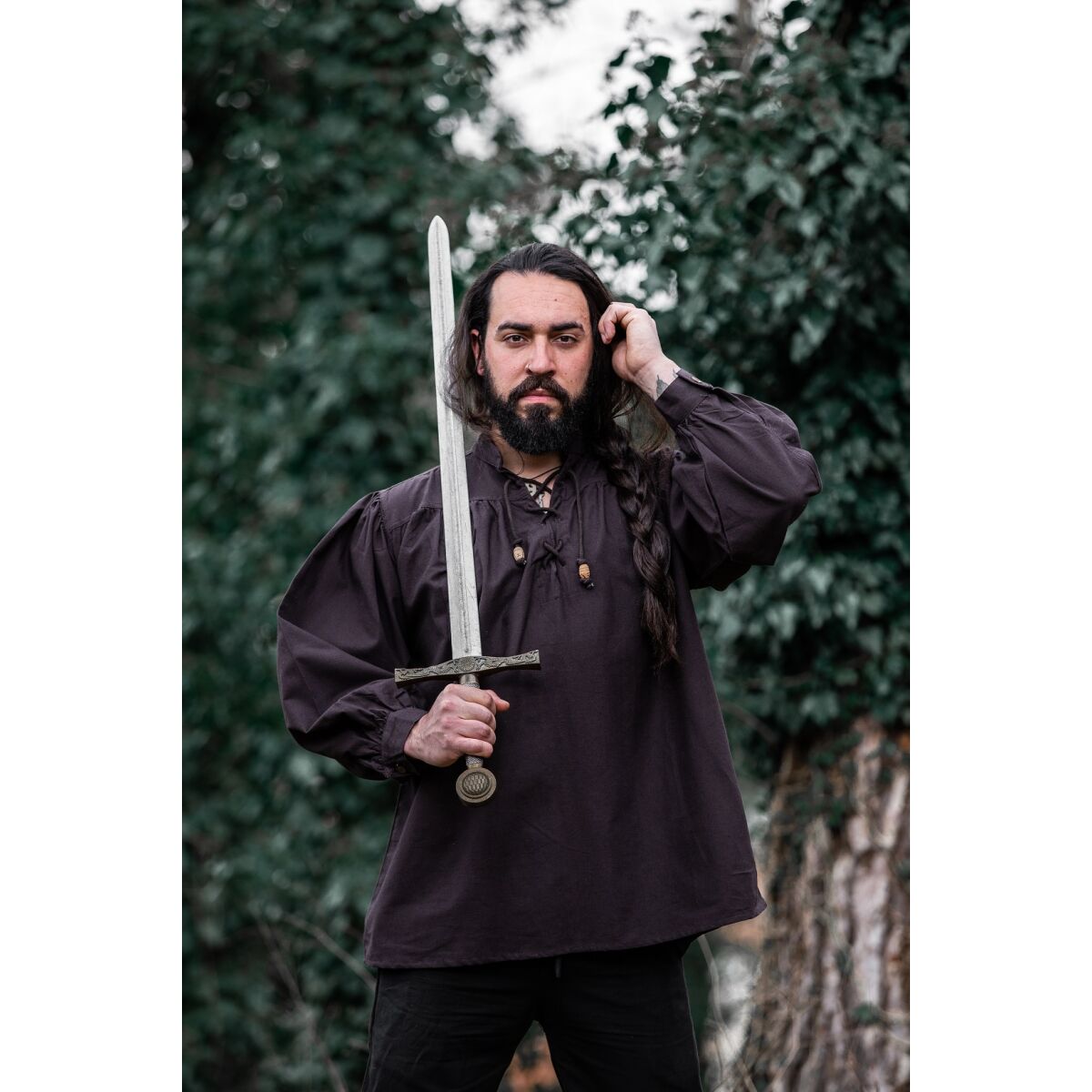 Medieval lace shirt brown "Friedrich" XXL