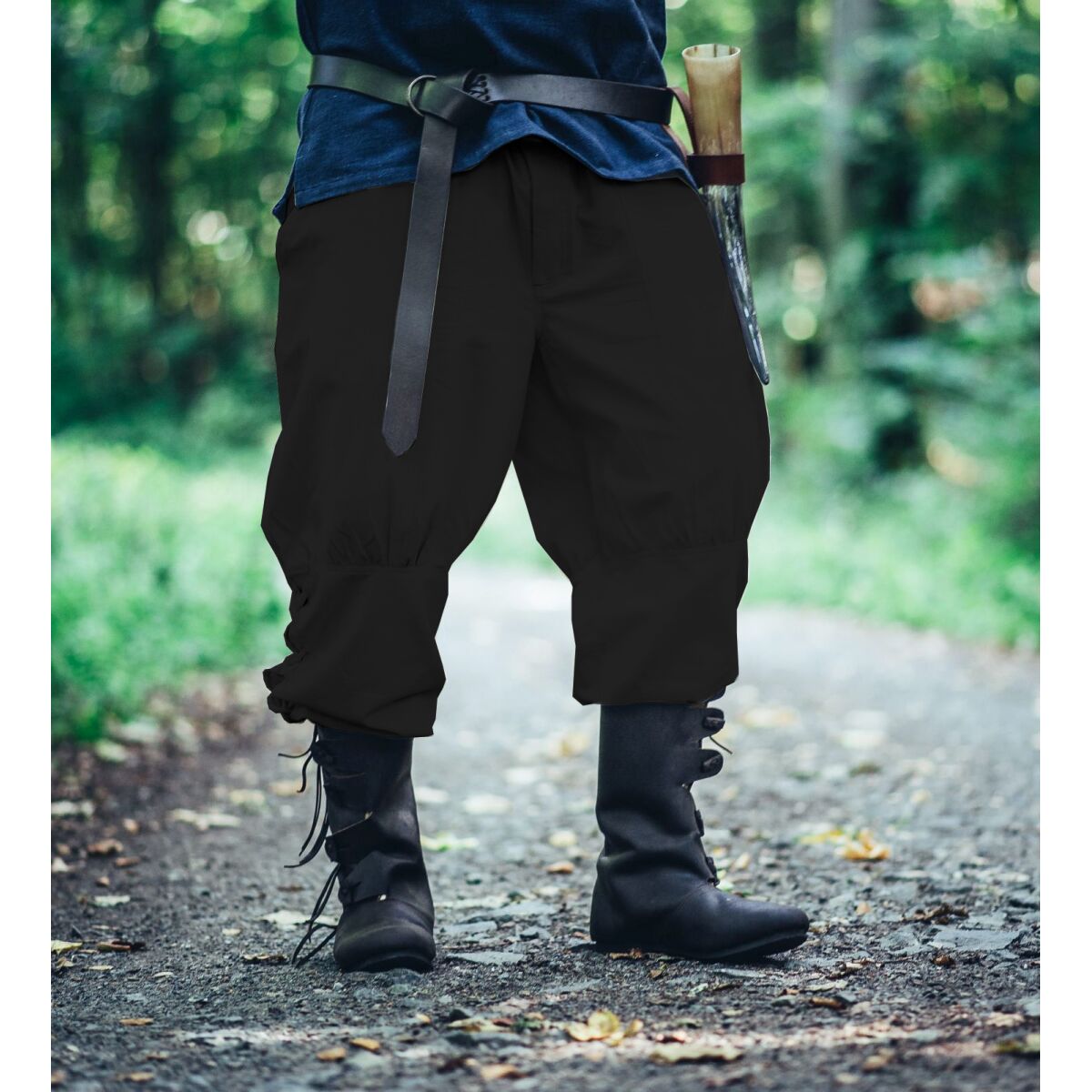 Rus trousers with leg lacing Black "Magnus" L
