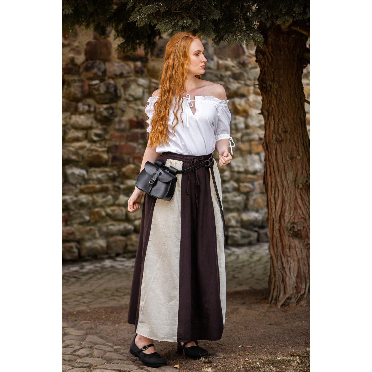 Medieval skirt "Dana" Dark brown/Natural SM