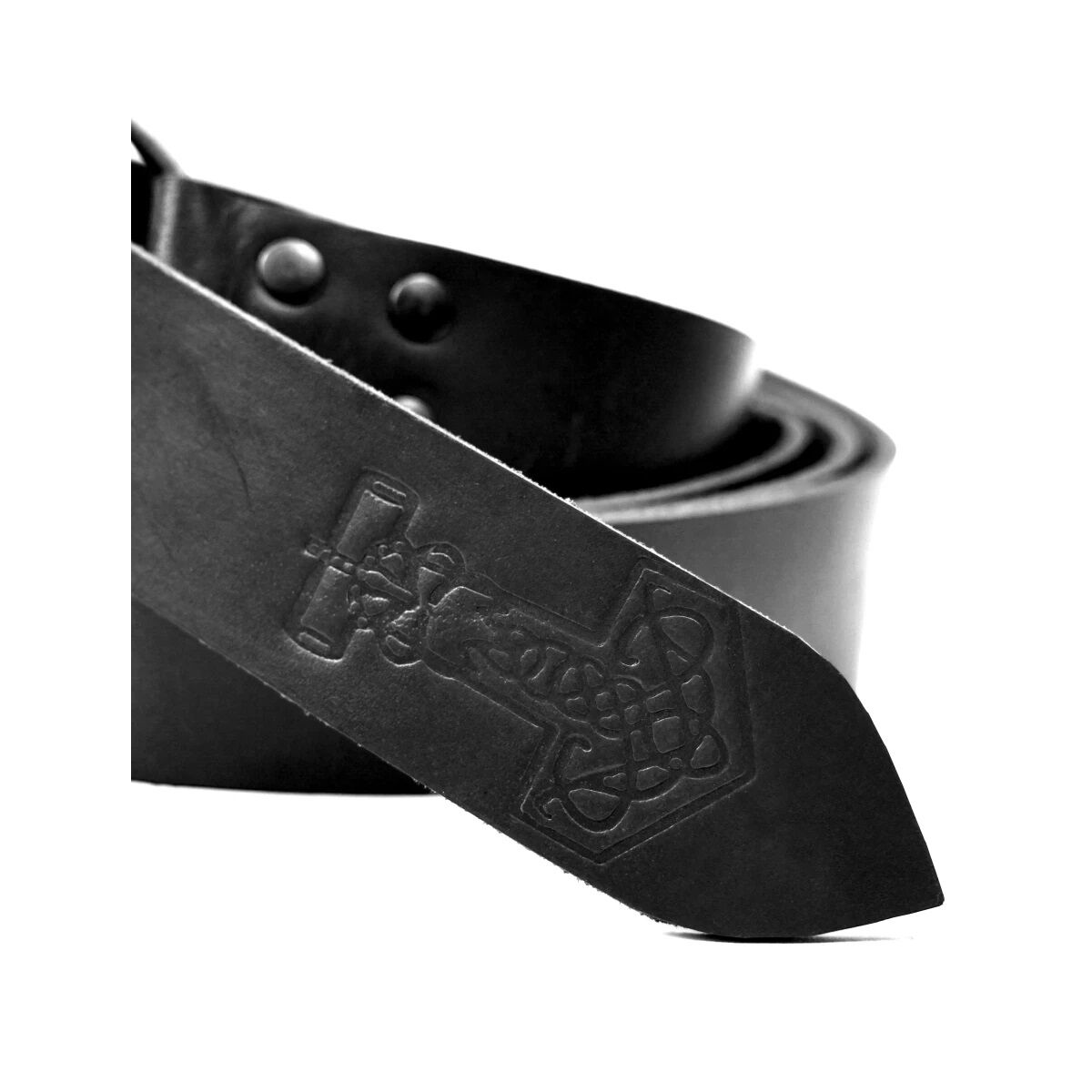 Ring belt with Thorshammer embossing black 190 cm (74.8 inches)