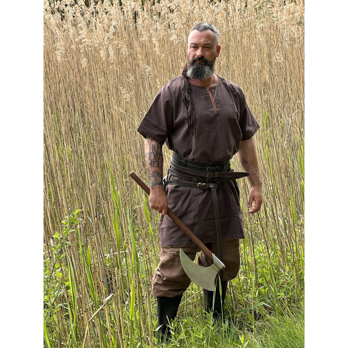 Viking tunic short sleeve Dark brown "Theobald" M