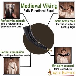 Blowing Horn / pibole / Hunting Call Genuine Ox Horn with Brass Mouthpiece