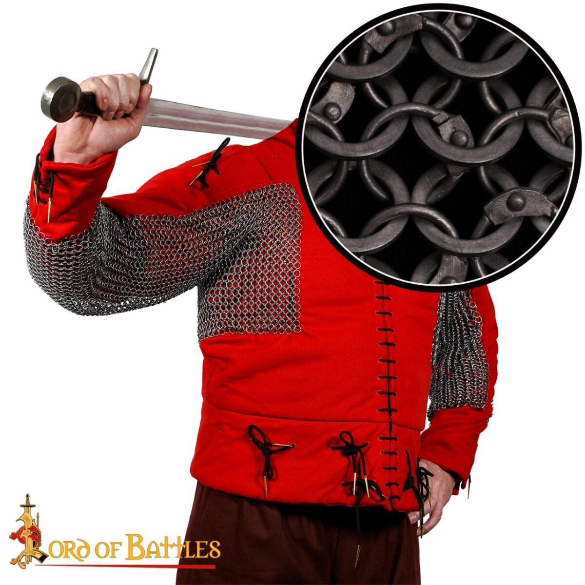 Round Ring Chainmail Paired Voiders, Riveted and Alternating, ID 9 mm, Natural - XL/XXL