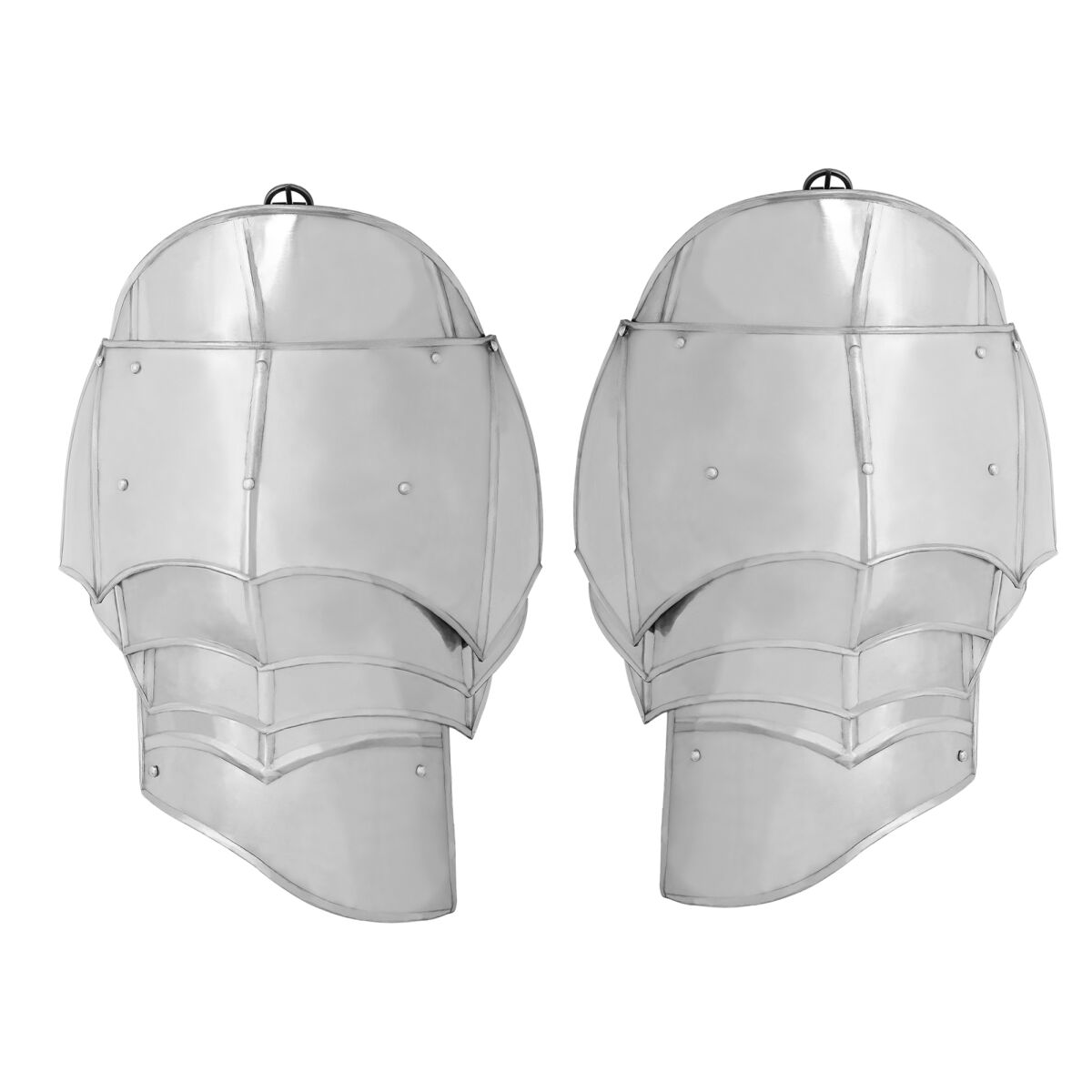 Medieval Fantasy Steel Pauldrons with Blade Breakers - Polished