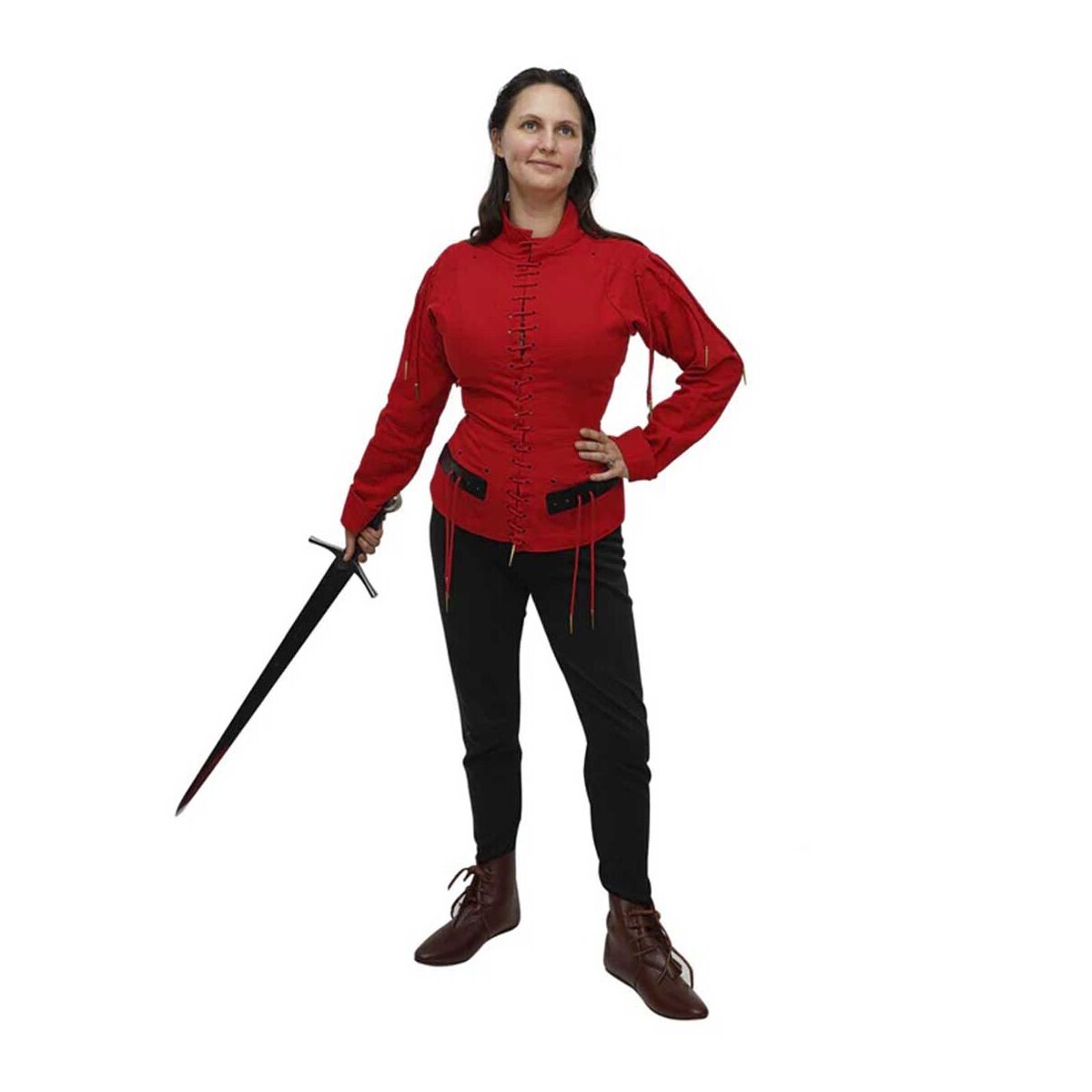 Late Middle Ages doublet canvas doublet with studs red unisex L