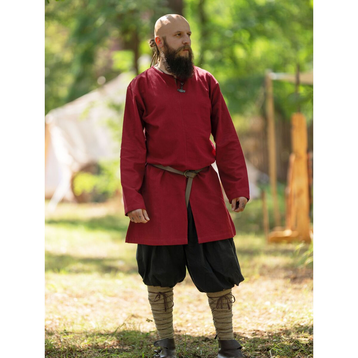 Simple medieval tunic long sleeve red “Malte”
