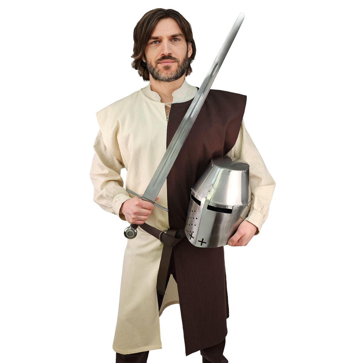 Medieval tabard brown / nature "Enzio" L/XL