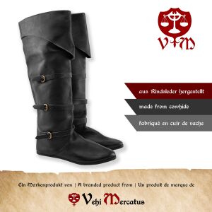 SALE Late medieval top boots black 38