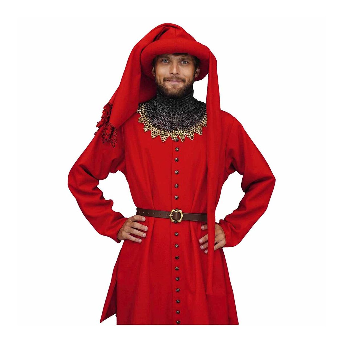 Late Medieval Wool Houppelande 14th-15th Century Red S