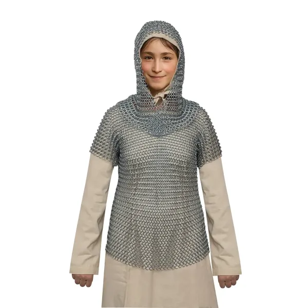 Chainmail tunic with half-sleeves and hood