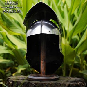 Hardwood helmet stand darkbrown approx. 36 cm (14 inches)