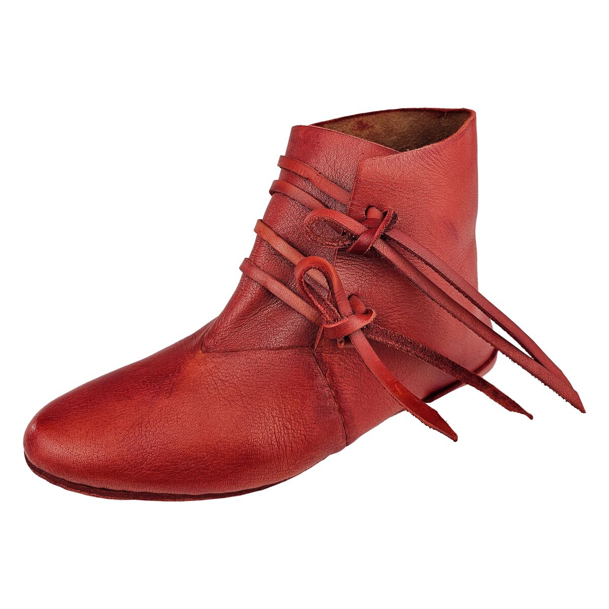 Reversible medieval shoes laced in cowhide red 42