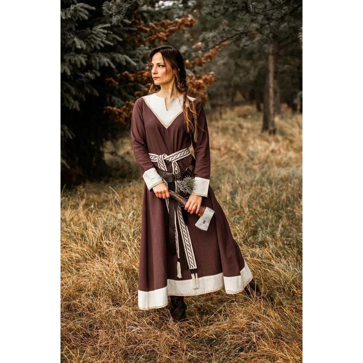 Viking dress brown/natural "Jorunn"
