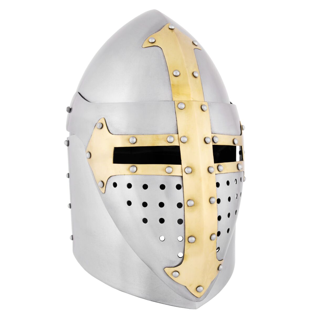 Pot helmet with flip-up visor, 1.6 mm (0.063 in) steel polished