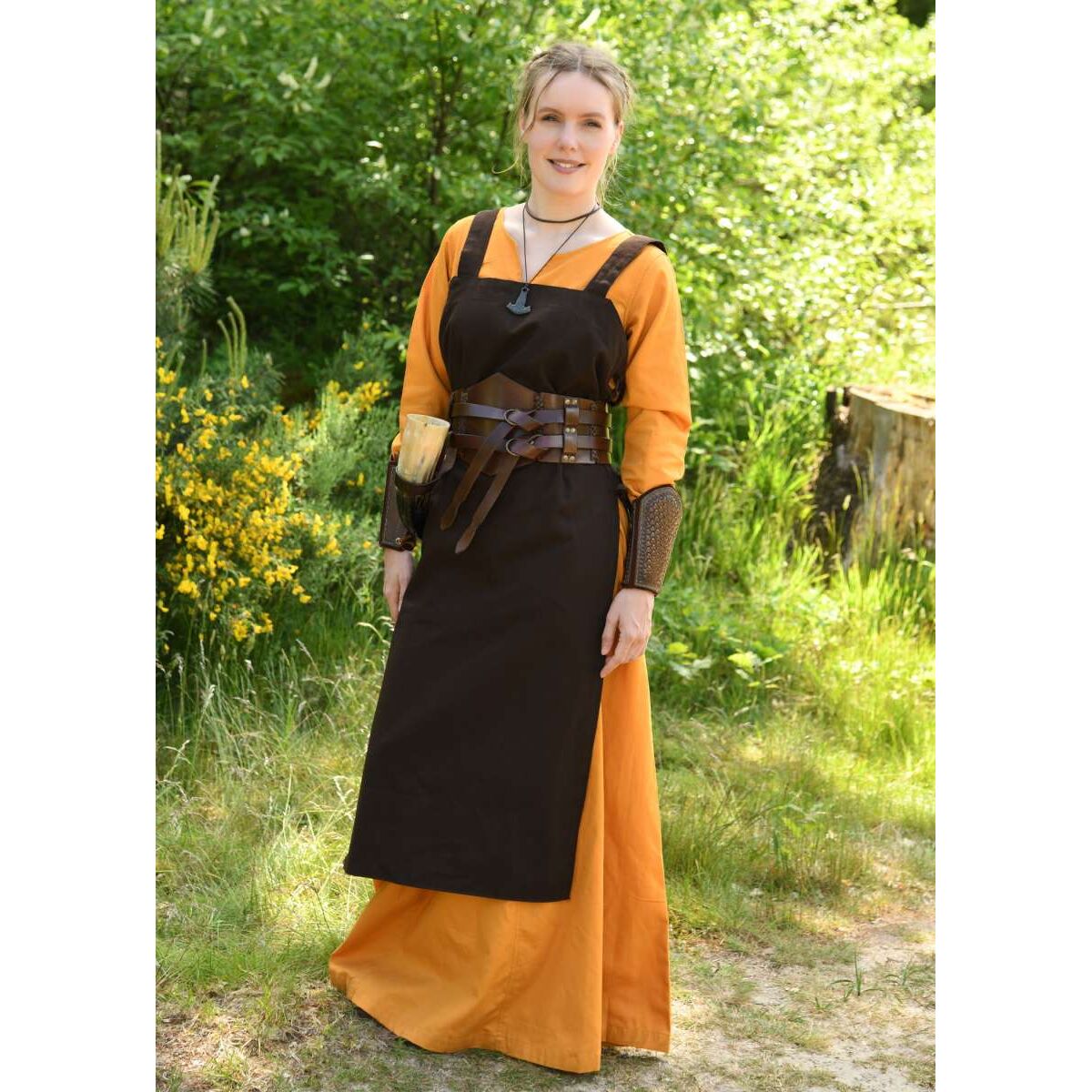 Viking slip dress Tinna, brown XXL