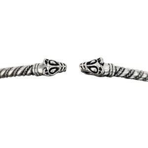 Viking Torque “Wolf Head,” Silver-Plated