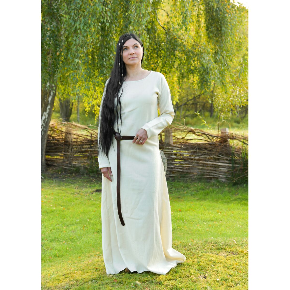 Simple Viking dress, wool, natural, "Celeste" S
