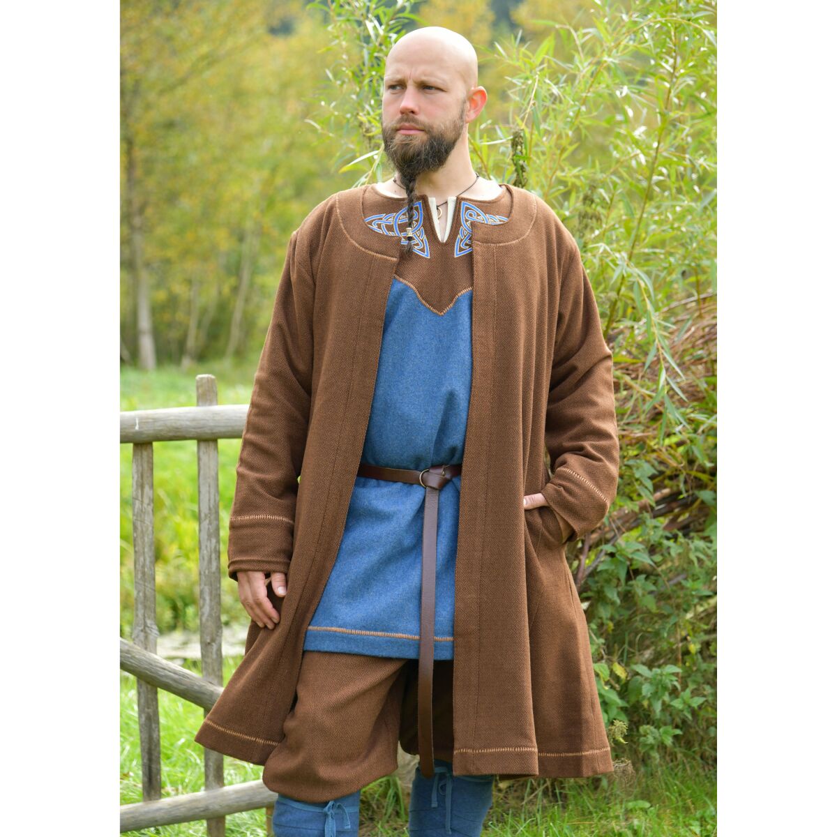Lined Viking coat, diamond twill, wool, brown "Lennes" XXL