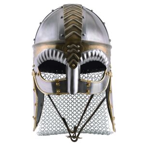 Spectacle helmet with cheek flaps and chain mail...