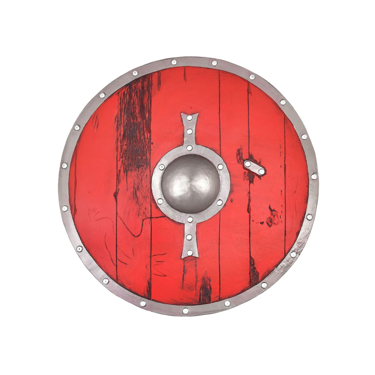 LARP Viking Shield, red, 60 cm (23.6 inches) "Skjaldar&