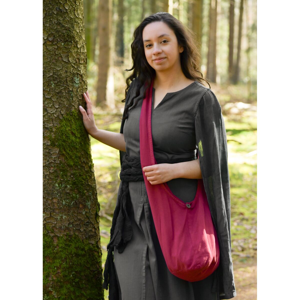 Medieval shoulder bag cotton wine red