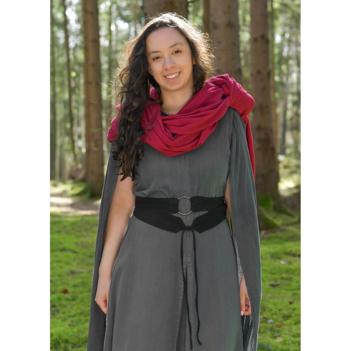 Medieval fabric belt black doubled used look M