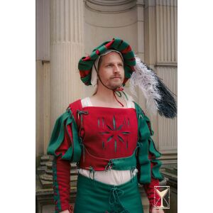 Yoremade Landsknecht doublet green/red - Wool blend...
