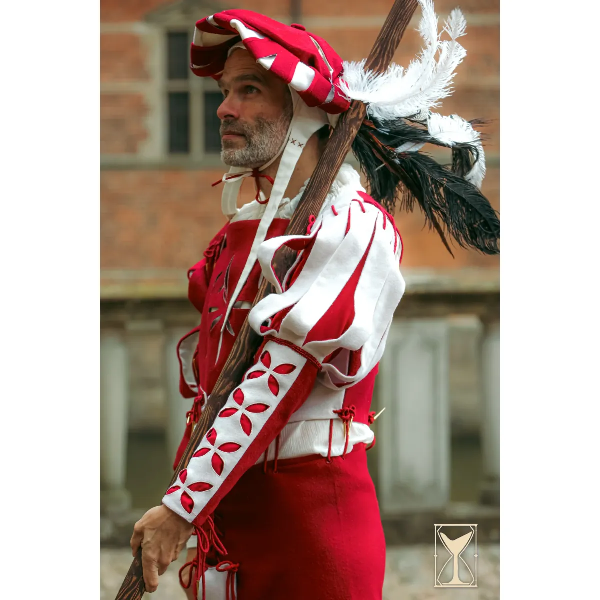 Landsknecht floral sleeve white/red - Yoremade wool blend fa