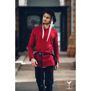 Red brocade jacket Cotehardie late Middle Ages