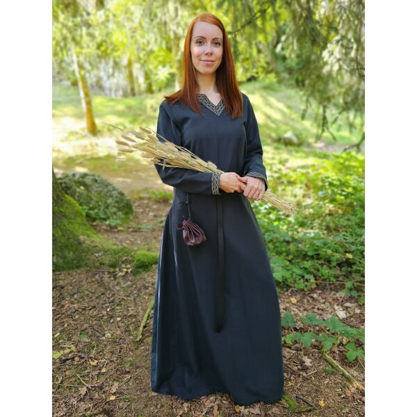 Medieval long-sleeved dress, blue, with ‘Sigyn’ trim, XXL, B-grade