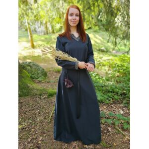 Medieval long-sleeved dress, blue, with ‘Sigyn’ trim, XXL, B-grade