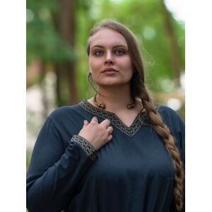 Medieval long-sleeved dress, blue, with ‘Sigyn’ trim, XXL, B-grade