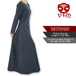 Medieval long-sleeved dress, blue, with ‘Sigyn’ trim, XXL, B-grade