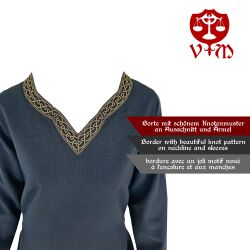 Medieval long-sleeved dress, blue, with ‘Sigyn’ trim, XXL, B-grade