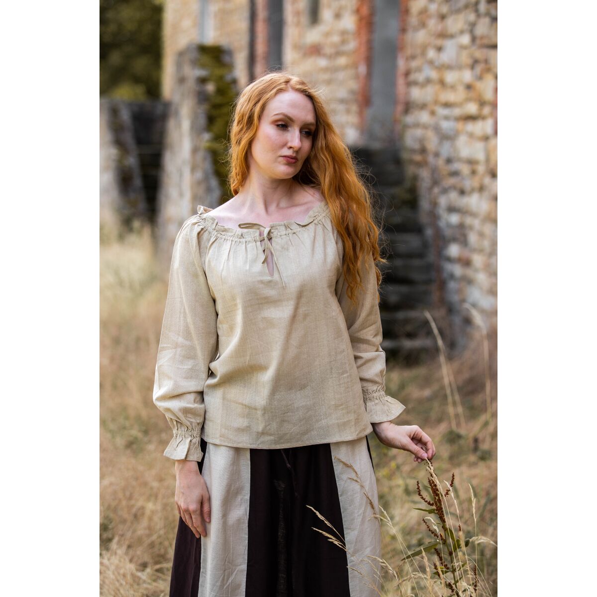 Medieval blouse, hemp-coloured “Edith” XXXL, sec