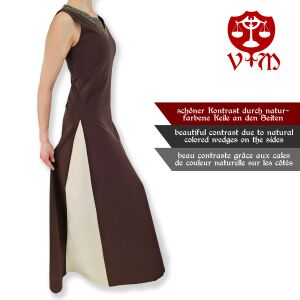 Medieval sleeveless laced dress, brown / natural ‘jute’, size S, second-hand