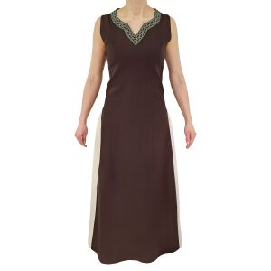 Medieval sleeveless laced dress, brown / natural ‘jute’, size S, second-hand