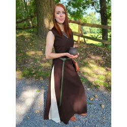 Medieval sleeveless laced dress, brown / natural ‘jute’, size S, second-hand