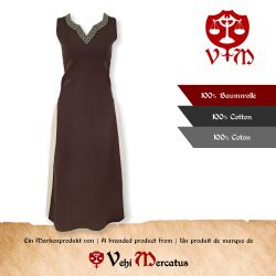 Medieval sleeveless laced dress, brown / natural ‘jute’, size S, second-hand