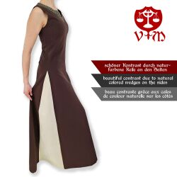 Medieval sleeveless laced dress, brown / natural ‘jute’, size S, second-hand