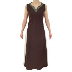Medieval sleeveless laced dress, brown / natural ‘jute’, size S, second-hand