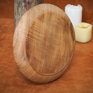 Medieval wooden plate made from hardwood, approx. 23 cm in diameter, second-grade item