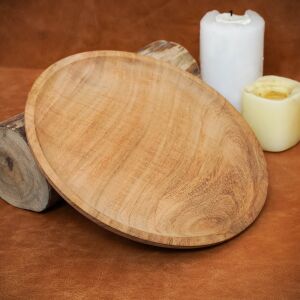 Medieval wooden plate made from hardwood, approx. 23 cm in diameter, second-grade item